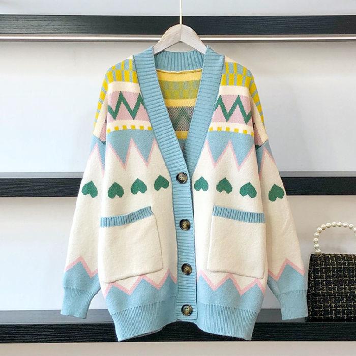 Knitted Cardigan Women's Autumn and Winter New Lazy Wind Loose Sweater Jacket