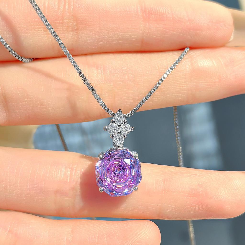 Achteck Millennium Schliff Set Ring Damen Leichter Luxus Premium Rosa Lila Lithium Champagner Gelb Hochkohlenstoff Diamant