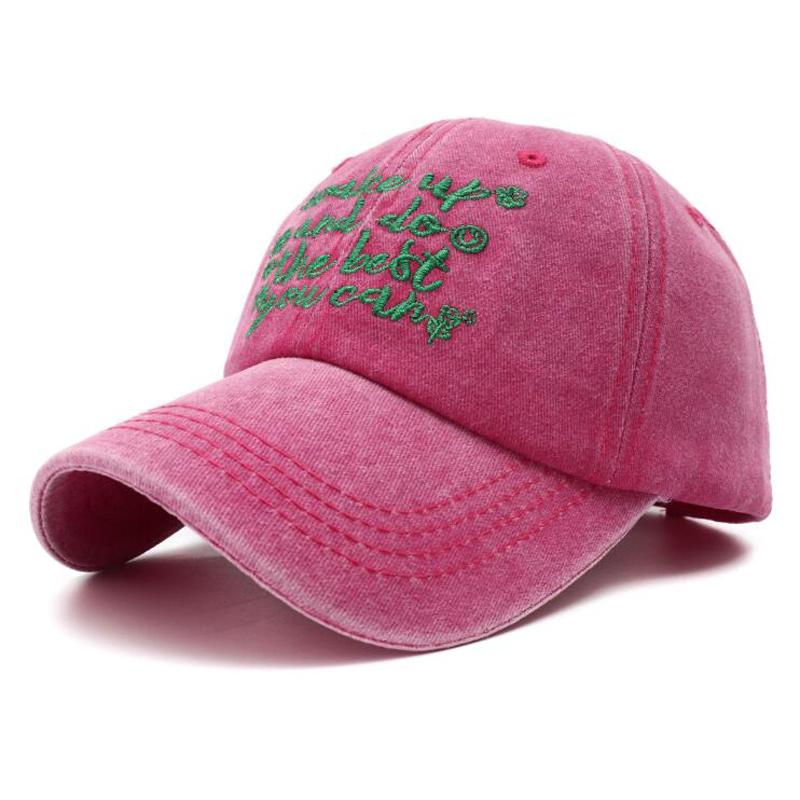 Women Baseball Cap Vintage Washed Cotton Soft Top Dad Hat Retro Y2K Pink Letter Embroidered Snapback Caps