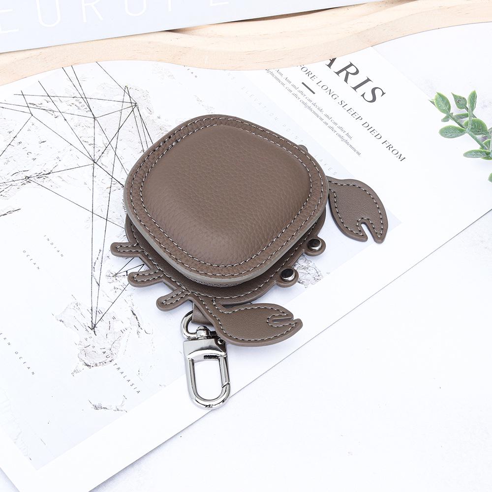 First Layer Cowhide Crab Pendant Keychain & Leather Coin Purse