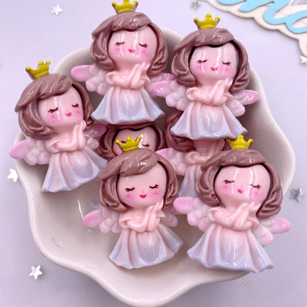 6PCS Resin Kawaii Colorful Cartoon Angel Girl Flatback Stone Home Decor Princess Fairy Figurine Scrapbook DIY Accessories Crafts