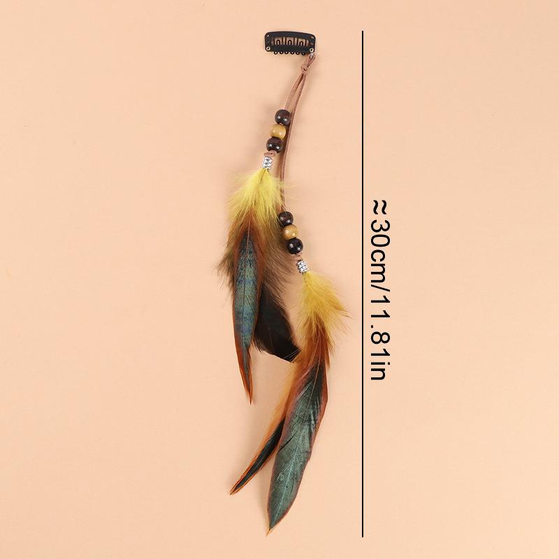 1PC Ethnic Style Decorative Tassel Secure-Grip Clip Natural Hairpin Lightweight Hair Bohemian Feather Delicate