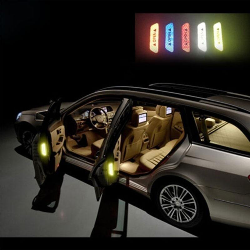 4Pcs Universal Warnung Mark Reflektierende Band Auto Tür Aufkleber Decals OPEN Zeichen Sicherheit Reflektierende Streifen