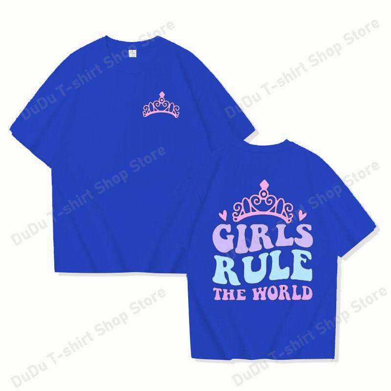 New Girls Rule the World Print T Shirt Female Casual Short Sleeve Tshirt Women Fashion Queen Graphic Print Tops Tees