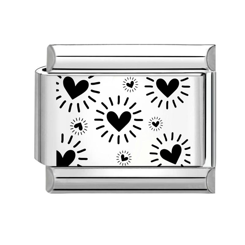 

Laser Engraving Cherry Heart Star Cute Cat Dog Italian Charm Links Fit 9mm Stainless Steel Bracelet Men Women DIY Making Gifts