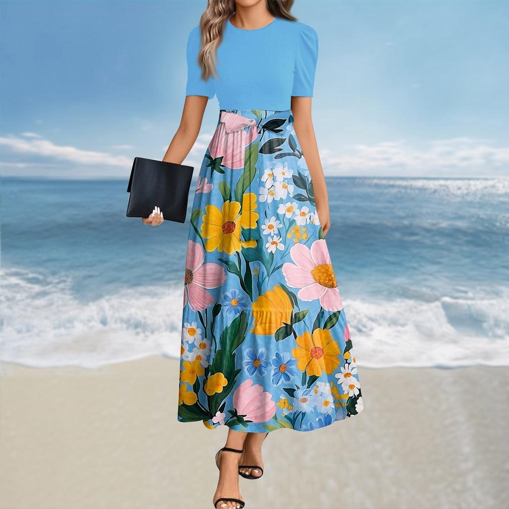 Women's Summer Dress Loose Beach Vacation Casual Deep V Neck Vest Dress Elegant Shirt Dress