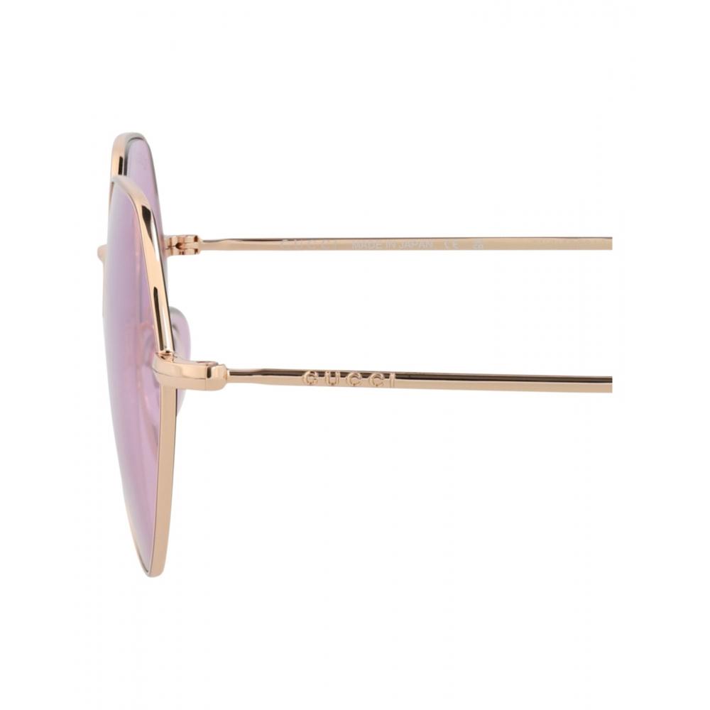 Gucci Square Frame Metal Sunglasses Gold Gold Pink