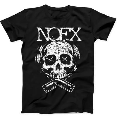 NOFX Teschio Birra Gruppo Musicale Non Fidarti di un Hippie Regalo Musicale Maglietta Nera 200