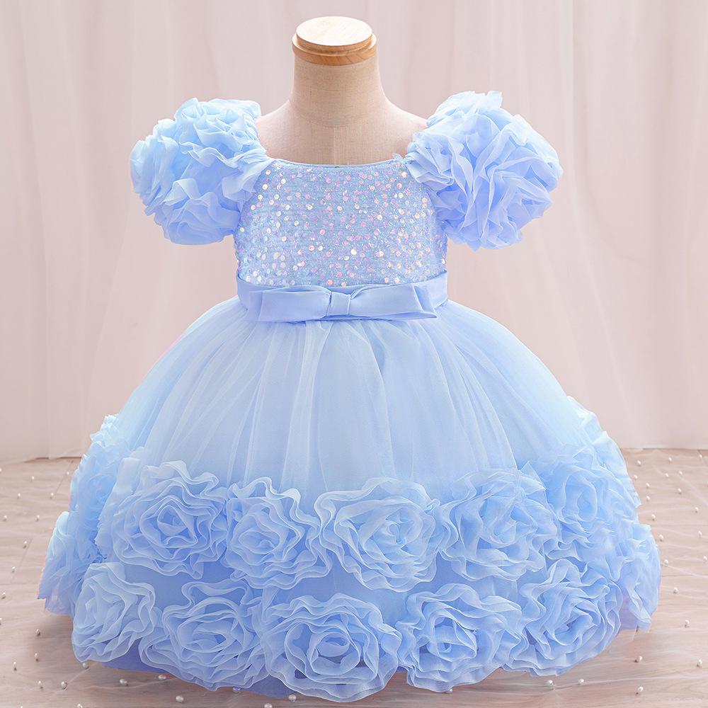

Girls European & American Puff Tulle Princess Dress for Birthdays, Evenings, Weddings & Performances 110cm небесно-голубой