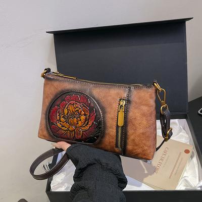 2025 Summer Retro Floral Girl'S Small Phone Messenger Bag Women'S Crossbody Bag High Sense Mom Casual Shoulder Bags