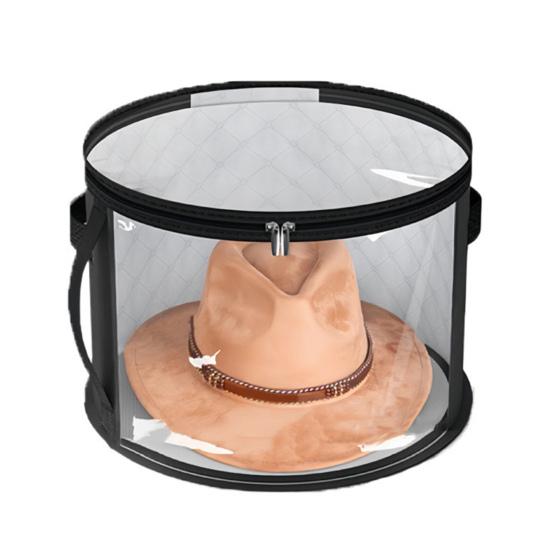 Kulatý úložný box na klobouk Organizér na klobouky s průhledným okénkem Rukojeť na přenášení Skříňový box na klobouky Pojme 3-5 klobouků pro kovbojský klobouk Sluneční klobouk