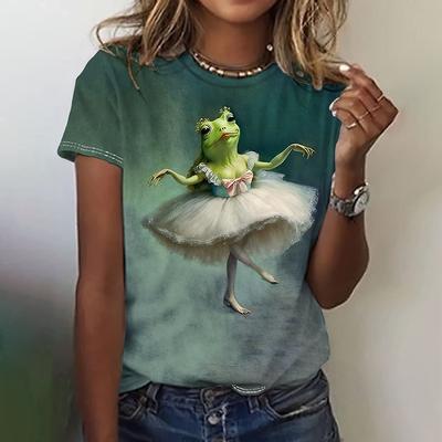Cartoon Graphic Women's T Shirts Causal Short Sleeve Top Womenimitation Cotton Tees