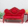 1:12 Dollhouse Miniature Sofa Red Retro Armchair Wooden Patch Sofa Model Living Room Furniture Decor Toy