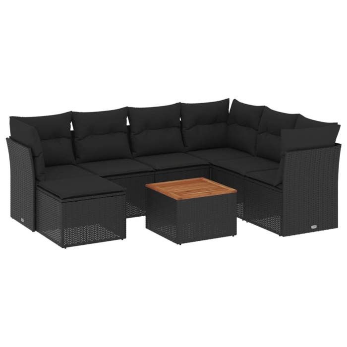 VidaXL Garden Lounge Set with Cushions 8 Pcs, Patio Sofas, Patio Furniture Set, Outdoor Furniture, Black 3256090