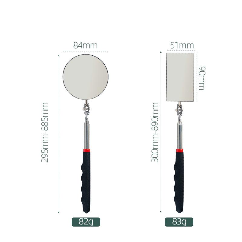 Geinbei Zatahovací inspekční zrcátko se světlem - Nastavitelný směr: Čtvercová, kulatá, oválná zrcátka pro údržbu automobilu