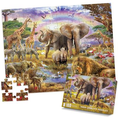 CHengQiSM Jigsaw Large Animal for 100 Pieces Animal Ages Gift X 35 100-Piece Puzzle, Pieces, Kingdom, Children, Puzzle, Beginner, Toy, 6+, (45 Cm)