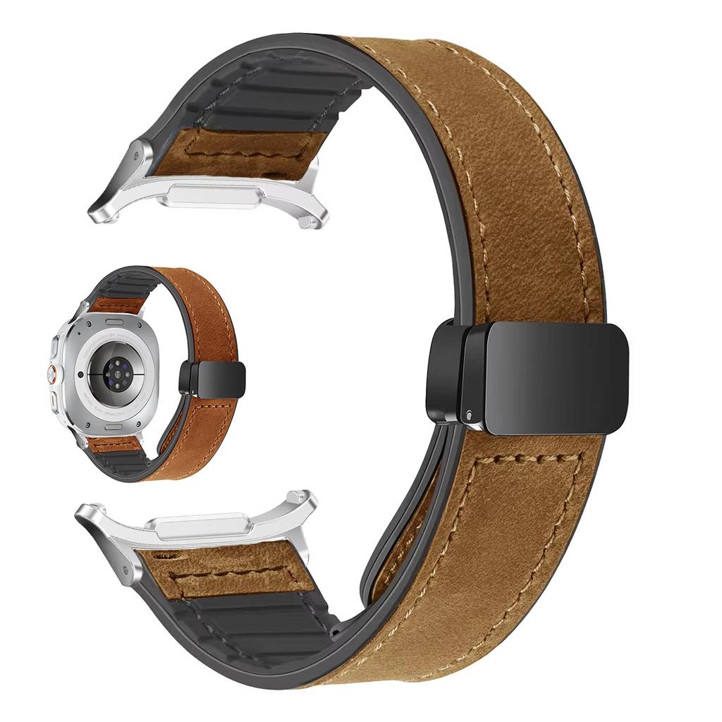 Leather Silicone Watch Band for Samsung Galaxy Watch 7 Ultra 47mm Magnetic Watchband for Samsung Galaxy Ultra 47mm Watch Straps