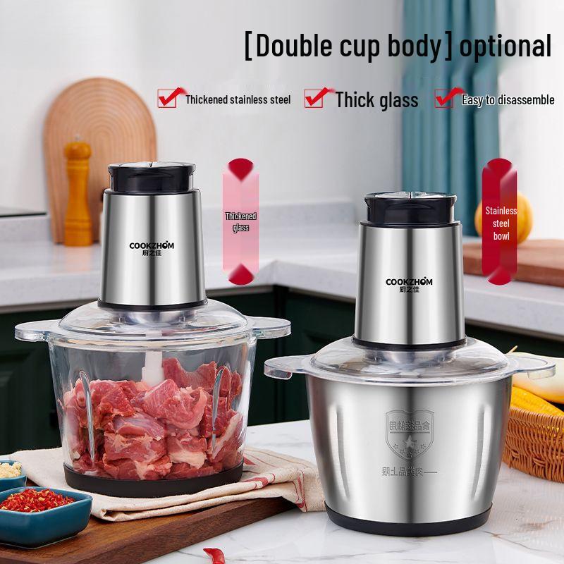 Electric Stainless Steel Multi-functional Meat Grinder & Food Processor for Dumpling Filling, Garlic Paste, and Vegetable Chopping - Free Shipping