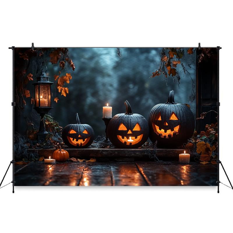 Halloween Background For Photography Night Forest Candle Autumn Pumpkin Party Backdrop Baby Shooting Props Decorations Photozone