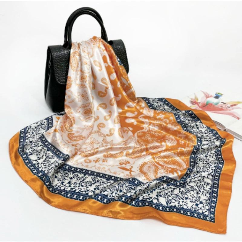 Headband Scarf Women Fashion 90*90cm Silk Satin Hijab Bandana Neckerhicef Sun Protection Shawl Wrap Headscarf Paisley