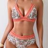 New Printed European and American Halter Bikini High Waist Lace-up Swimsuit Women