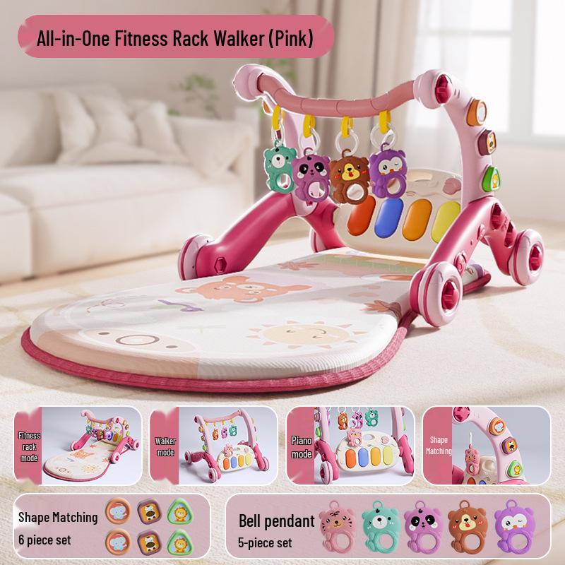 Multifunktionaler Spielbogen für Babys und Kleinkinder: 3-in-1 Lauflernwagen mit Klavierspielzeug