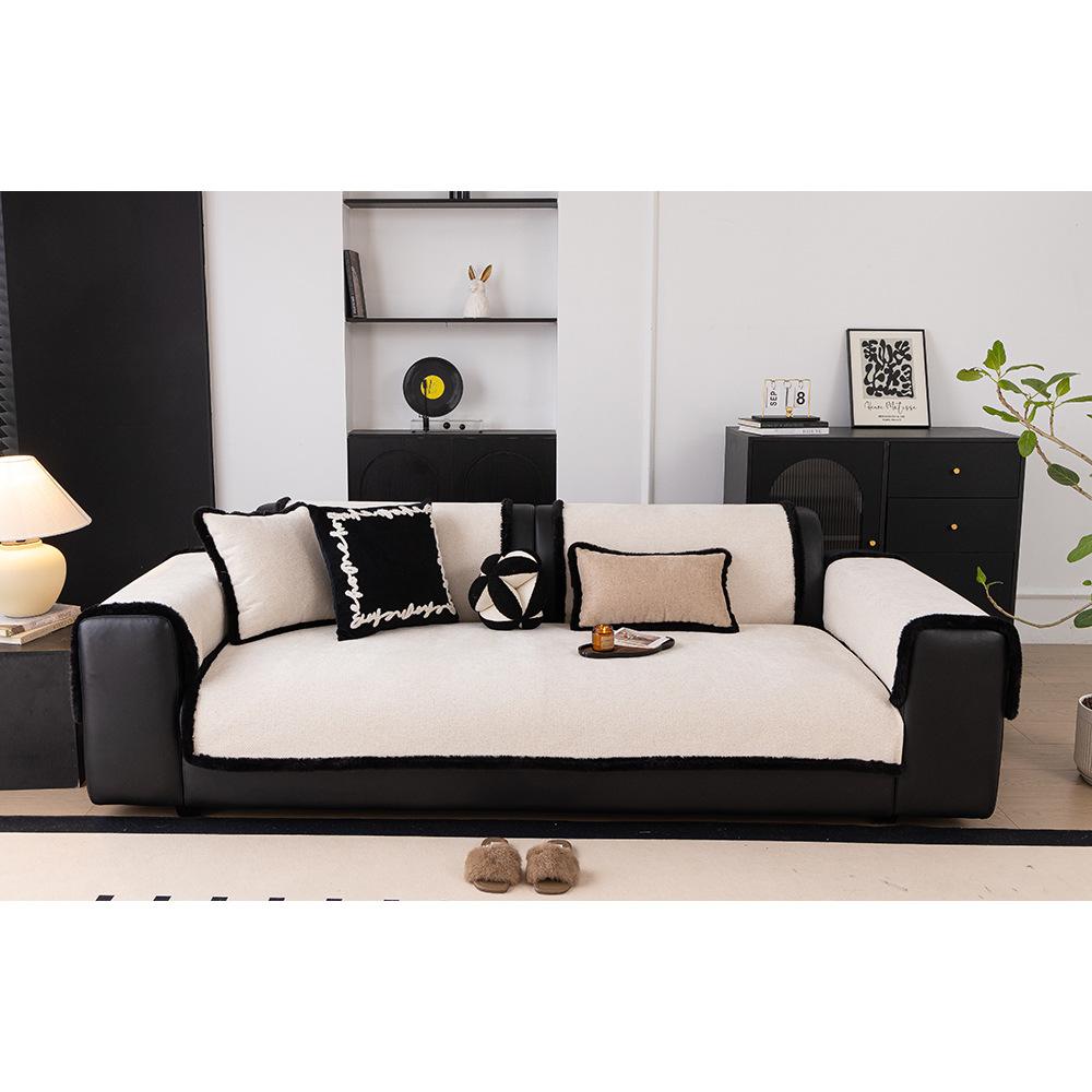 Plush Edge  New Sofa Cushion, Universal In All Seasons, Light Luxury, High-End Sense, Anti-Cat Scratch, Non-Slip Cover, Cloth Towel Cover