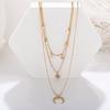 Women Necklace Three-layer Hip Hop Style Adjustable with Extended Length Hollow Chain Round Pendant Lady Clavicle Necklace Neck Jewelry