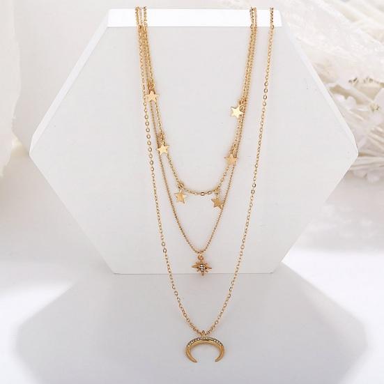 Women Necklace Three-layer Hip Hop Style Adjustable with Extended Length Hollow Chain Round Pendant Lady Clavicle Necklace Neck Jewelry