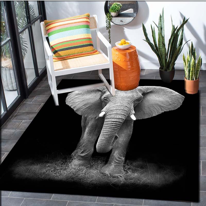 Non-Slip Floor Mat Featuring an Elephant Design, Available In Three Sizes, Perfect for Living Room Decoration