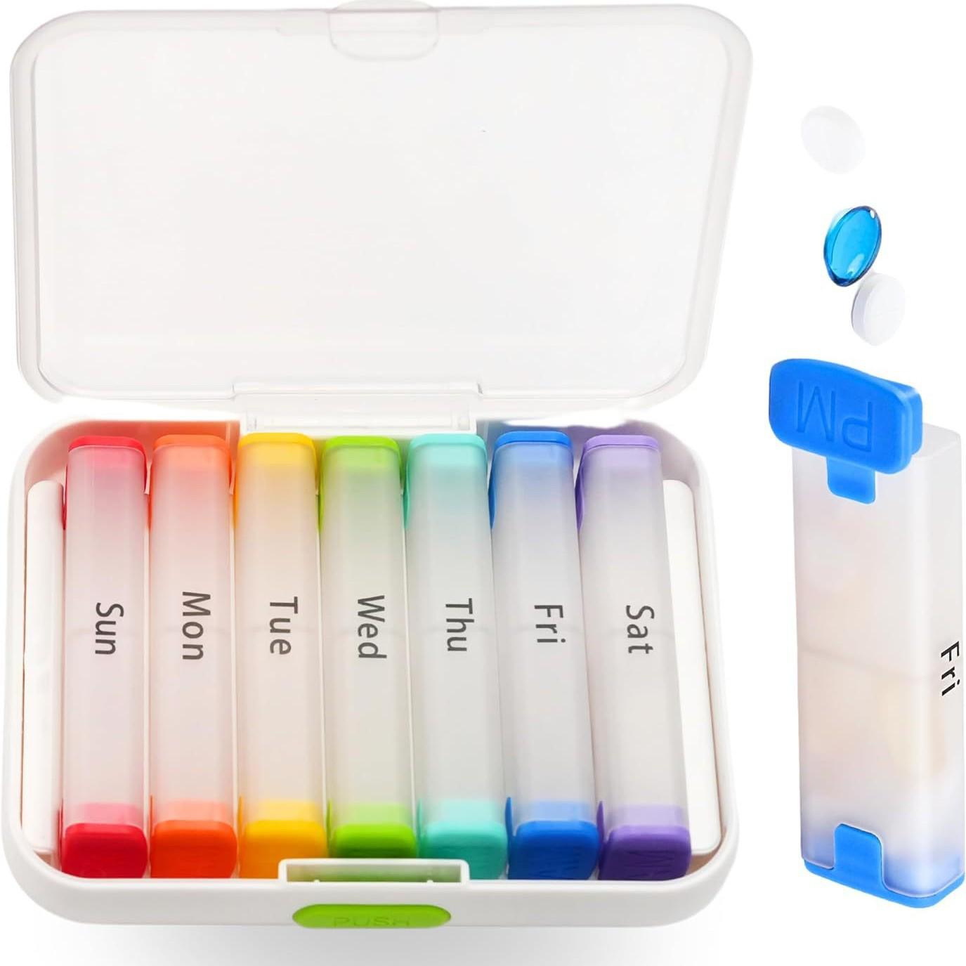 Cross-Border Portable Pill Box Organizer: 7-Day Multi-Compartment Sealed Pill Dispenser