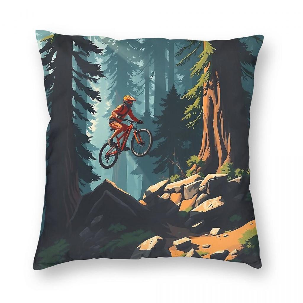 Mein Therapie Mountainbike Quadratische Kissenhülle Polyester Leinen Samt Kreativer Reißverschluss Dekor Auto Kissenbezug