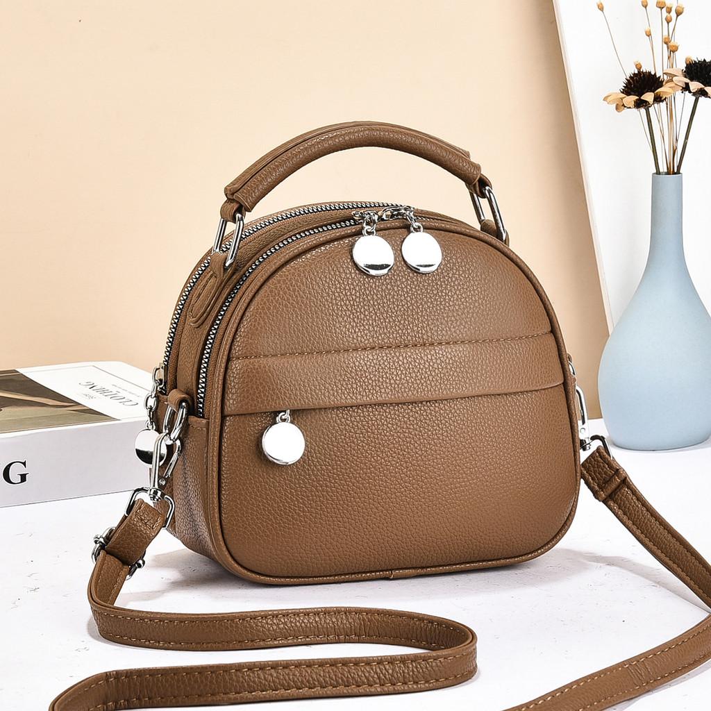 Pu Leather Small Round Crossbody Bag For Casual Travel Women
