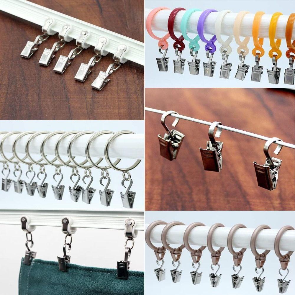 50 Pcs With Hook Iron Drapery Hook Durable Curtain Hook Clips Stainless Steel Curtain Clips  Home