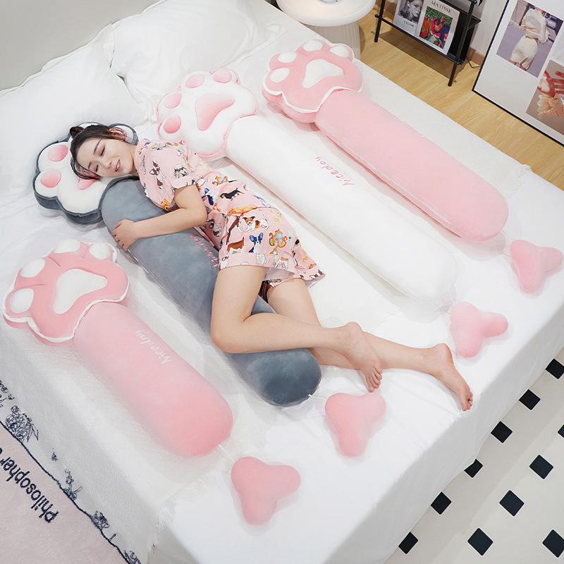 Cartoon Soft Cat Paw Long Throw Pillow Plush Toy Home Sofa Pillow Cushion Girl Rag Doll Birthday Gift