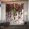 Light Filtering Romantic Red Rose Butterfly Print Curtains Flat Digital Design Fabric Perfect Living Room Curtain Set Of 2 Made Polyester Washable
