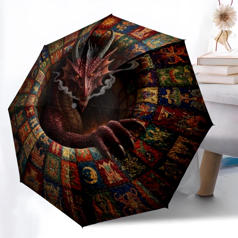 1 ks automatický skládací deštník - kreslený vzor, přenosný a skládací design s 8 žebry, vánoční narozeninové dárky