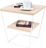 Wire Table V with Shelf White Matte Sonoma Oak