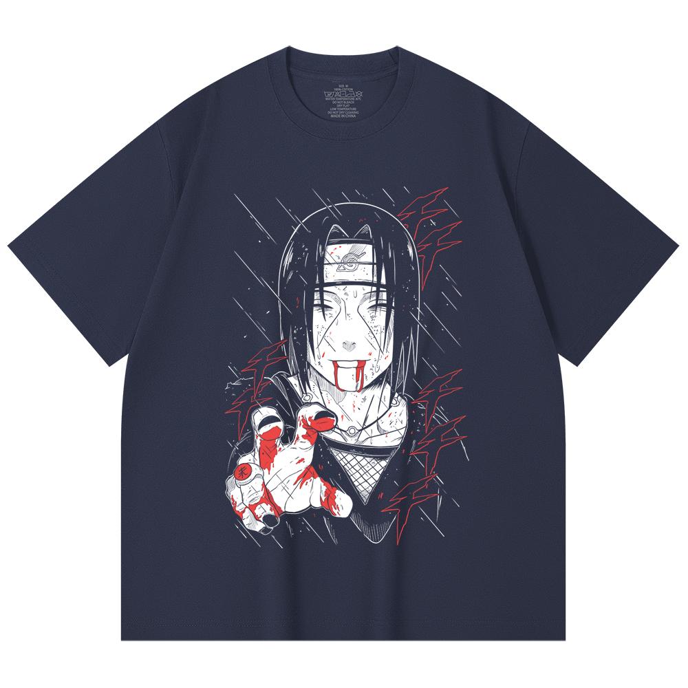 230 Gsm 100% Cotton Naruto V4 Itachi Print Unisex Heavy Cotton T Shirt