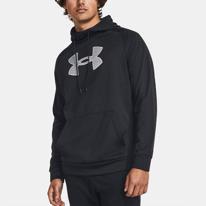 Under Armour Fleece Logo Print Breathable Warm Hoodie Men tops Black 1379854-001