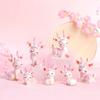 Kawaii Resin Pink Deer Ornament Mini Deer Birthday Cake Decor Baby Deer Doll Sculpture  Bedroom