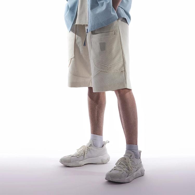 Li Ning X Jackie Chan Collaboration Kung Fu Series Solid Color Casual Straight Leg Sports Shorts Men Shorts Paper-White AKST027-4