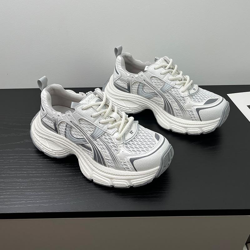 

Leather platform dad shoes women s 2025 new summer breathable mesh casual sports shoes versatile running shoes women s shoes 35 бежевый