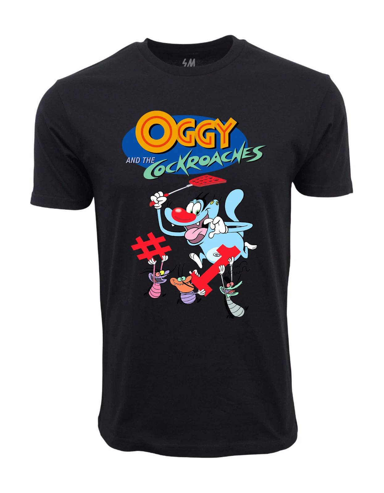 Unisex Adult Casual Graphic Oggy And Cockroaches graphic T shirt T-... L