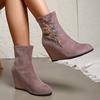 Print Wedges Women Suede Ankle Snow Boots High Heels Shoes 2025 Trend Winter New Sexy Chelsea Boots Elegant Pumps Mujer Botas