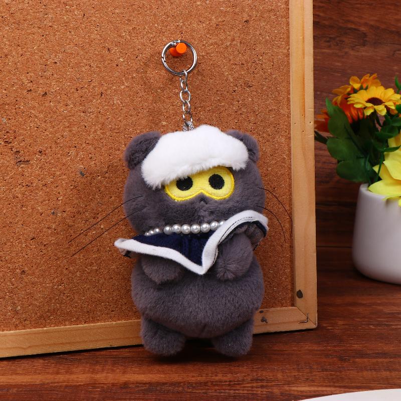 Kawaii Gd Zoa Plush Doll Kpop Gd Stuffed Doll Keychain Creative Cartoon Gray Cat Plush Keyring Bag Pendant Fans Gifts