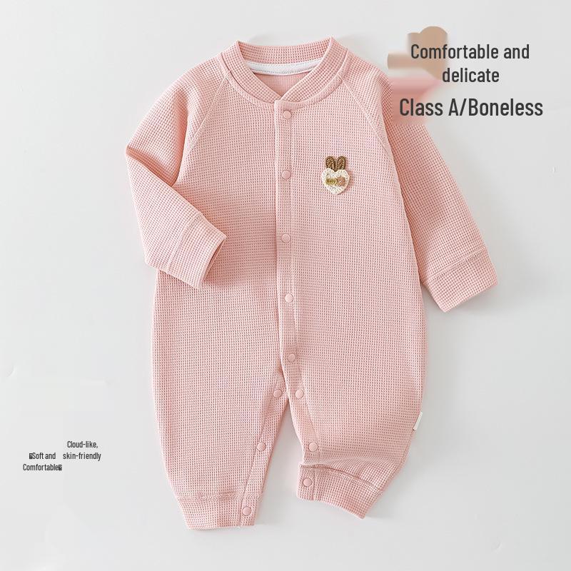 Class A Baby Waffle Long Sleeve Romper - Spring/Autumn Newborn Bodysuit