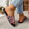 2025 Summer New Foreign Trade Large Size Women's Slippers Bohemian One-word Flat Bottom Women's Cool Slippers Slippers