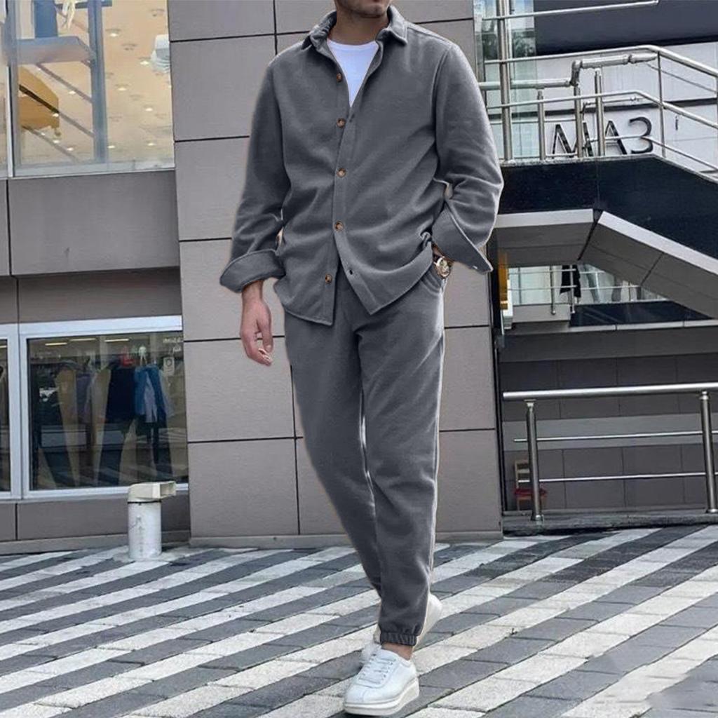 Fleece Pajama Set For Men 2 Piece Cozy Long Sleeve Shirt And Jogger Pants Winter Warm  Outfits Casual