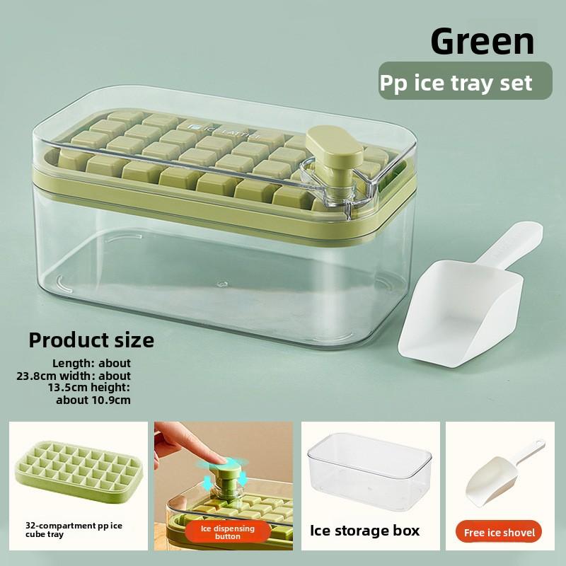 Silicone Ice Cube Tray Mold With Lid Shovel Storage Box One Click Ice Maker Dishwasher Safe Easy Clean Kitchen Bar Accessories